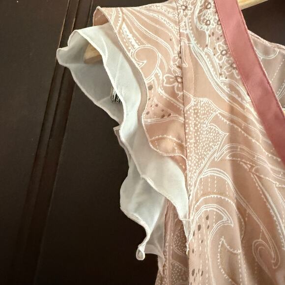 AS KNOW AS DE BASE | Petal pink paisley Y2K Flutter sleeve Top | Small Japanese - Picture 6 of 8